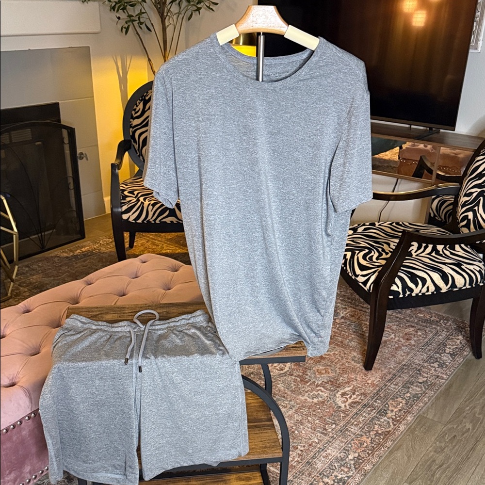 (3) items! Daniel buchler Men's Heather Gray Athletic Shorts and  2-t-shirts
